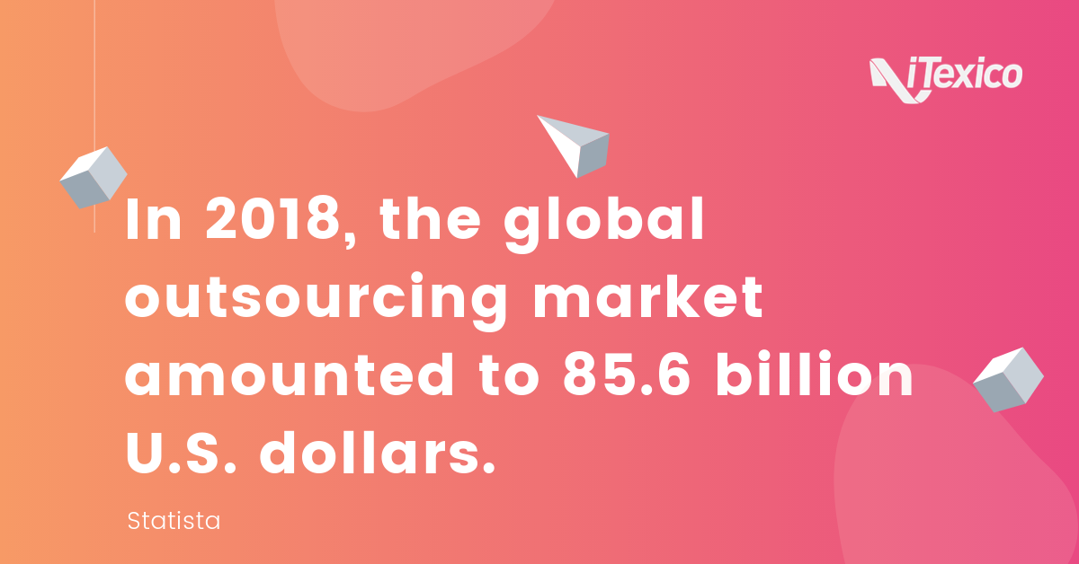 In 2018, the global outsourcing market amounted to 85.6 billion dlls