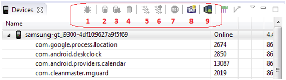 2. Devices tab on DDMS