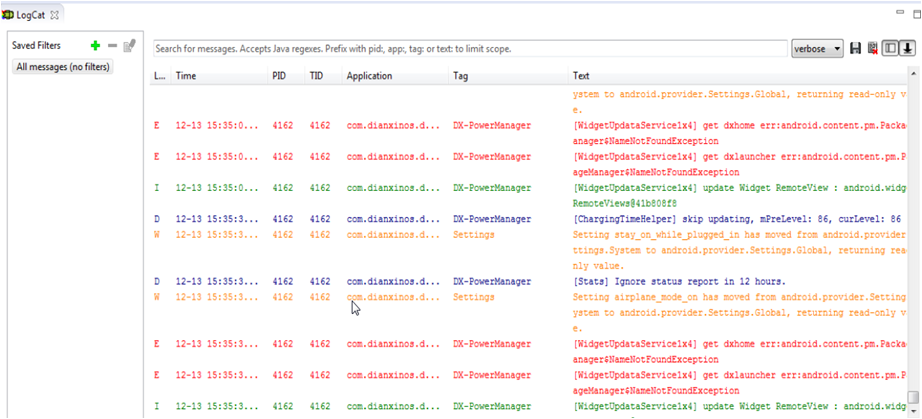 3. Logcat tab