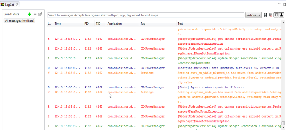 3. Logcat tab