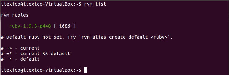rvm list one version