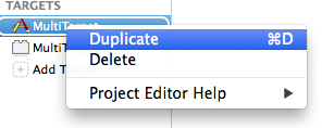 Duplicate target xcode